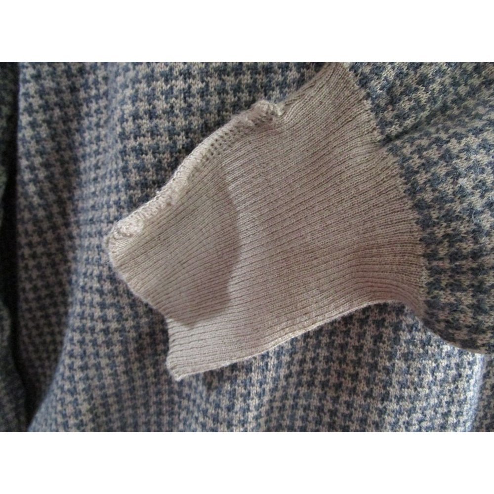 Vintage Nordstrom Black Tan Houndstooth Sweater Merino Wool Mens Lg Italy - Picture 7 of 16